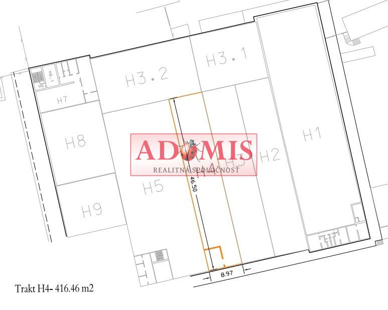 ADOMIS - Prenájom skladových priestorov, 829m2 /413m2+413m2/, Košice