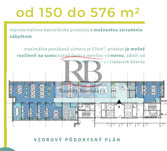 Nadštandardné kancelárske priestory 150-576m2, v Office Centre Jarošova, BAIII