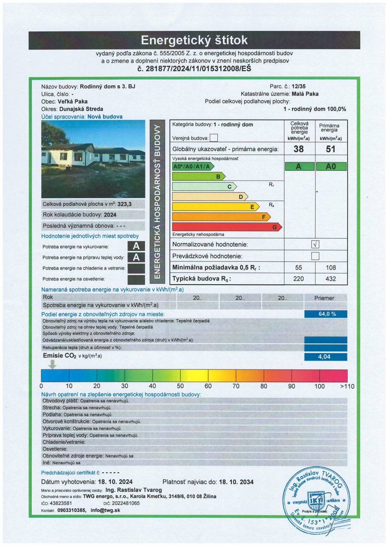 4 izb. nízkoenergetické tehlové RD Malá Paka v štandarde