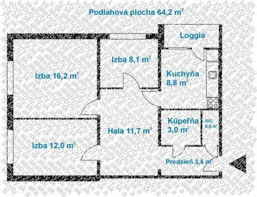 TUreality ponúka krásny 3i byt v Ružinove, Sedmokráskova ul., 67,7m2.