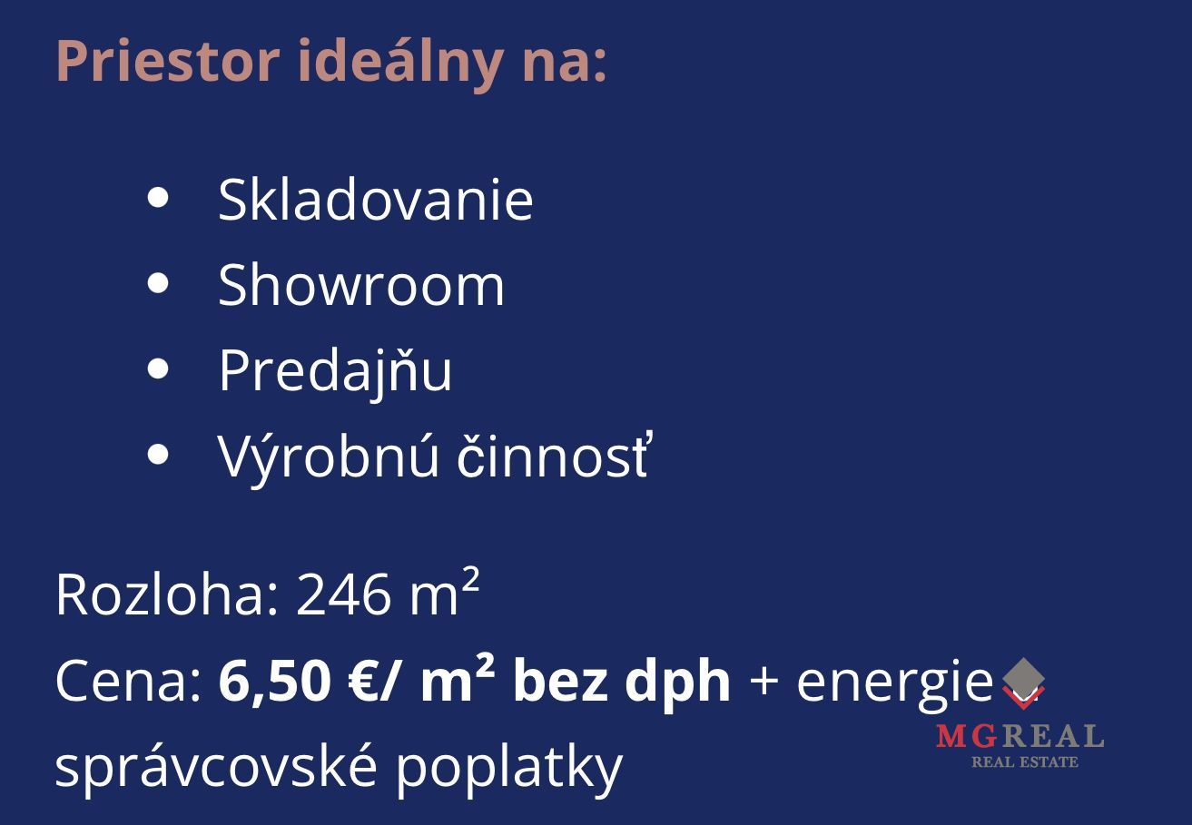 Skladovo - výrobné priestory / showroom 246m2, Vajnorská ul., Nové Mesto