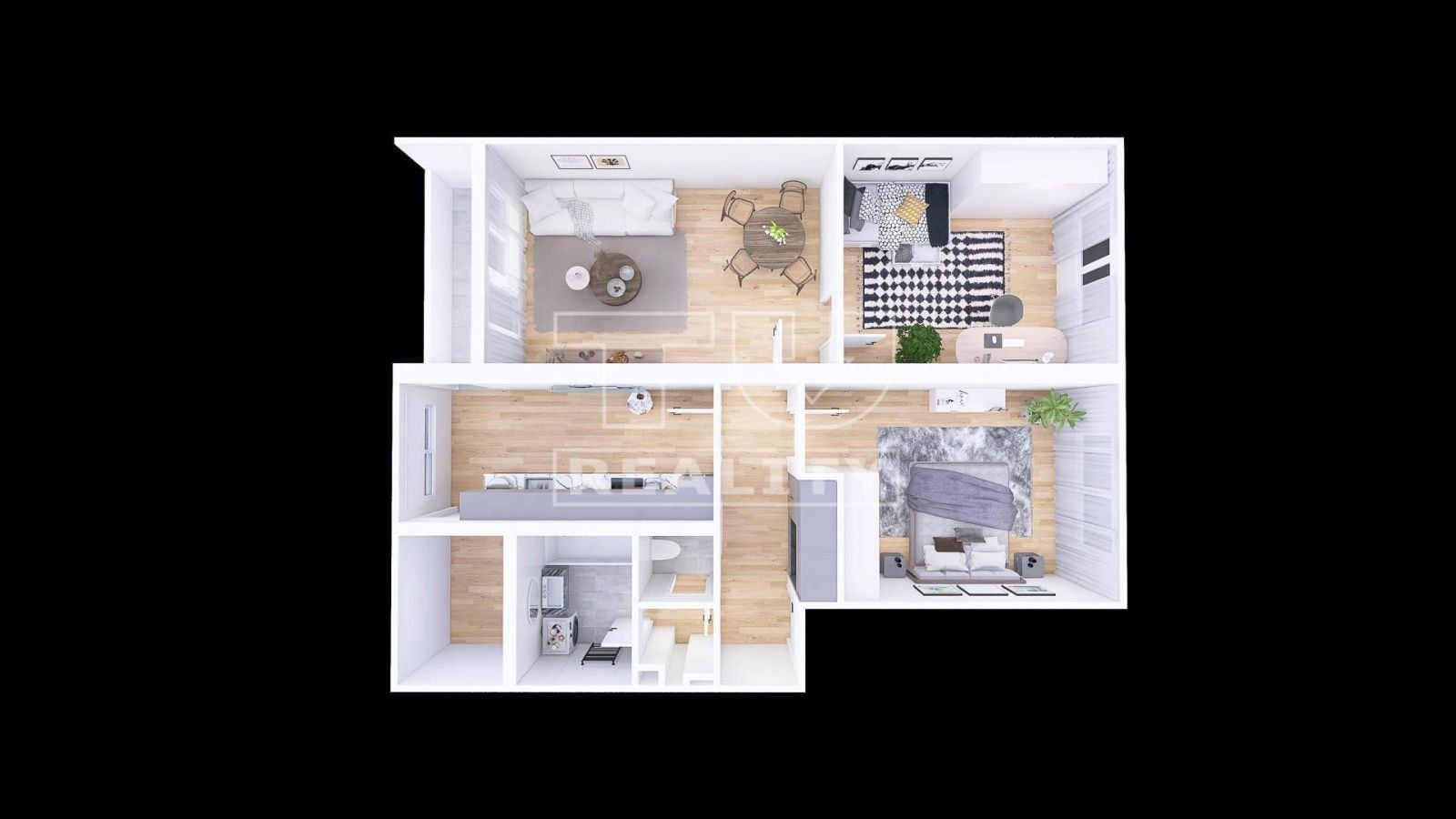 Na predaj priestranný 3-izbový byt s balkónom v obci Bošany