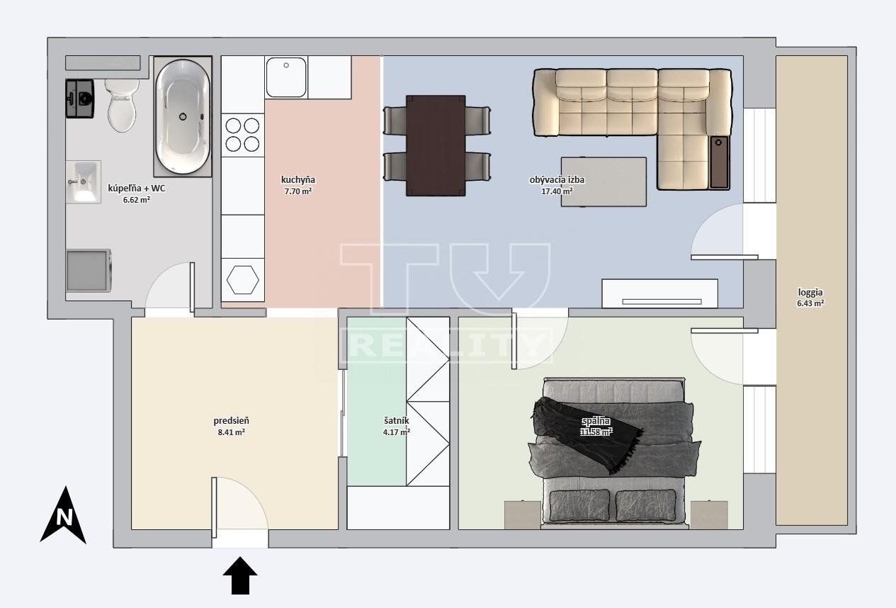 Priestranný 2-izbový byt s loggiou – moderný a útulný domov v meste pod Karpatmi, PEZINOK, 55,81 m2