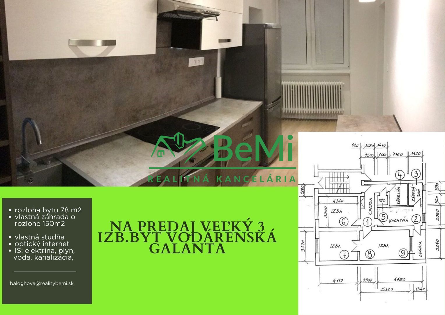 3 izb. byt Vodárenska Galanta / rozlohe 78 m2 030-113 - EVBA