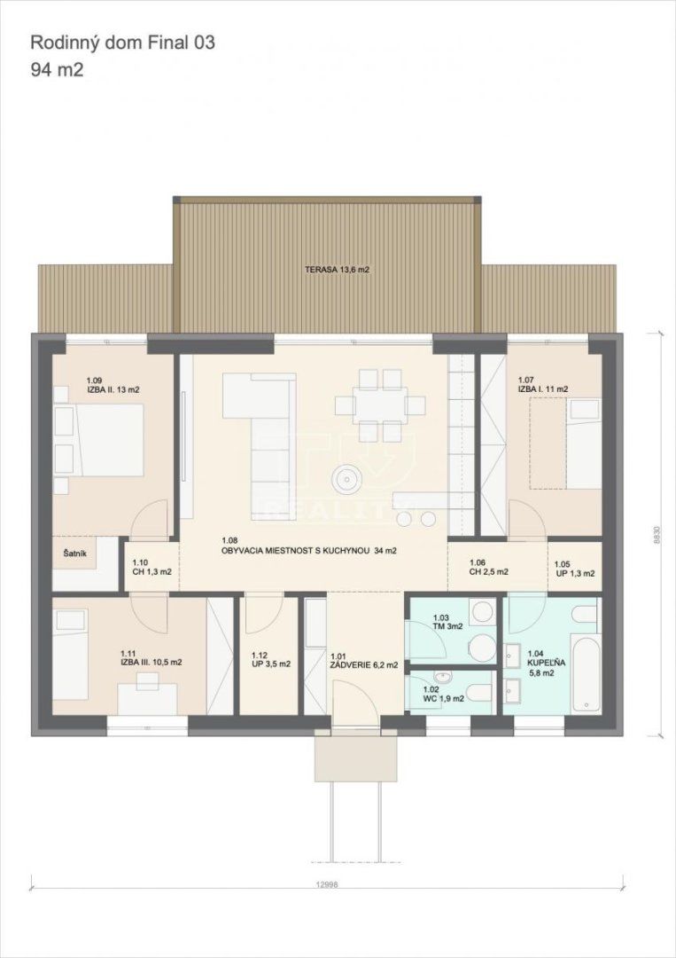 Moderný 4i RD s rovnou strechou – čistý dizajn, komfortné bývanie s terasou