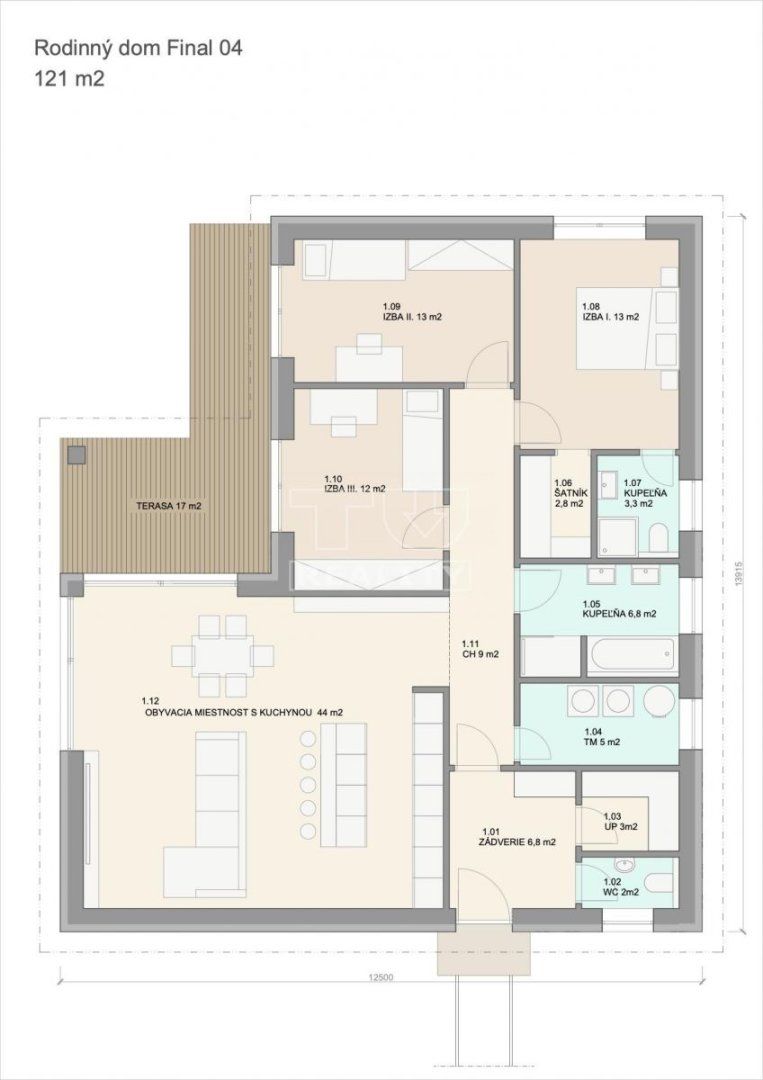 4i RD v tvare L – 121 m² priestoru, terasa 17 m² a maximálne súkromie pre vašu rodinu!