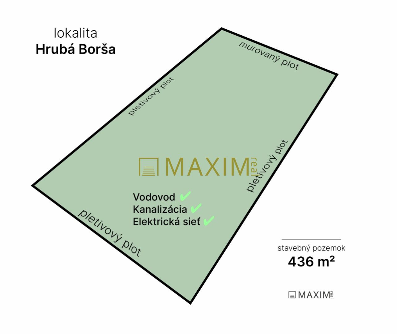 Na predaj stavebný pozemok, Hrubá Borša