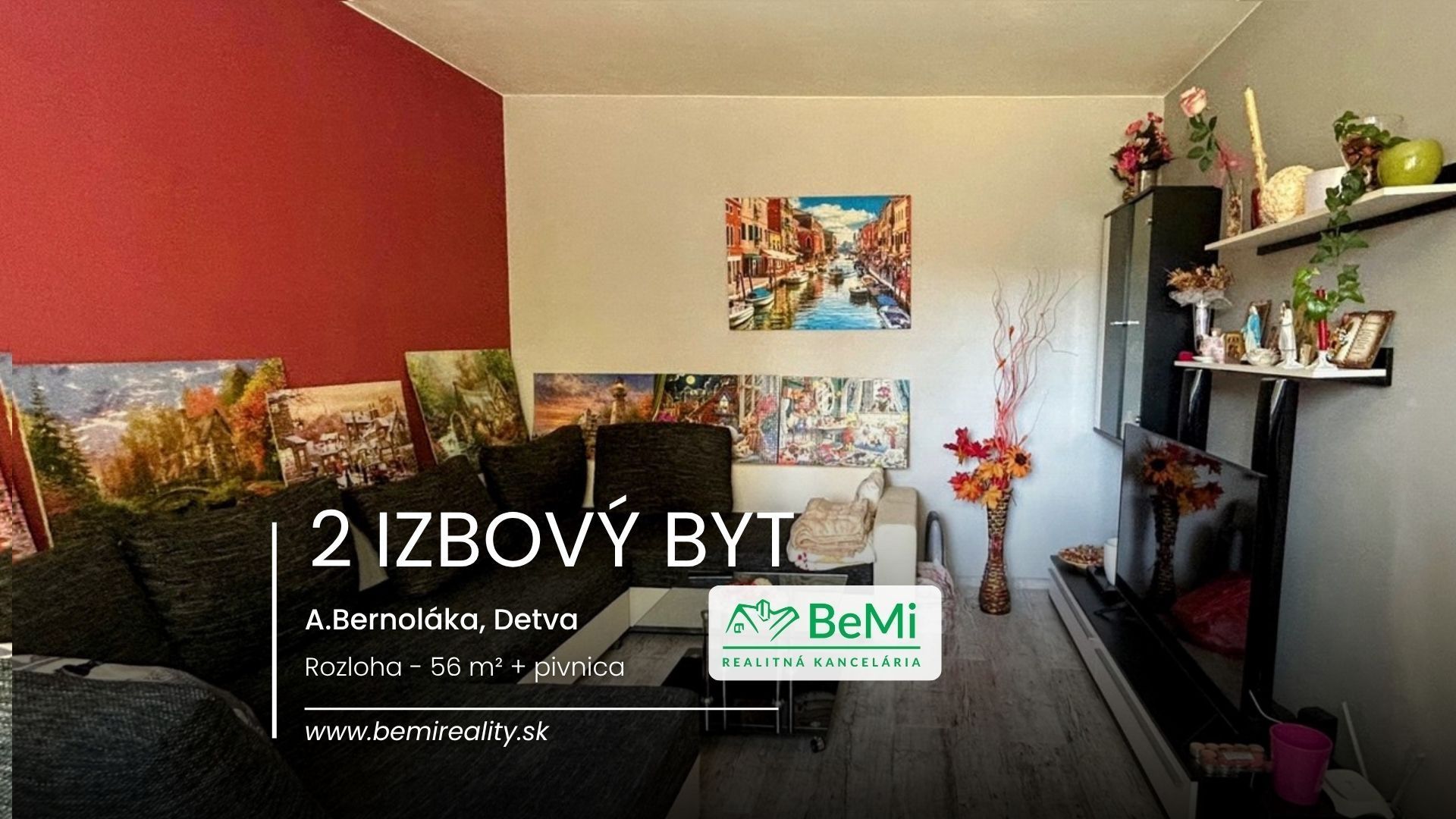 Priestranný a udržiavaný 2-izbový byt s pivnicou v Detve