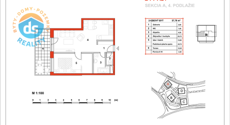 Na predaj novostavba 2-izbový byt, 45,73 m2, (A21), Slnečná Terasa, Sekcia A (dokon. 06-2016), Žilina - Hájik